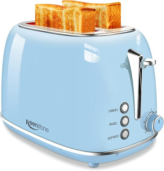 Toaster 2 Slice Stainless Steel Toaster Retro with 6 Bread Shade Settings, Bagel, Cancel, Defrost... | Amazon (US)