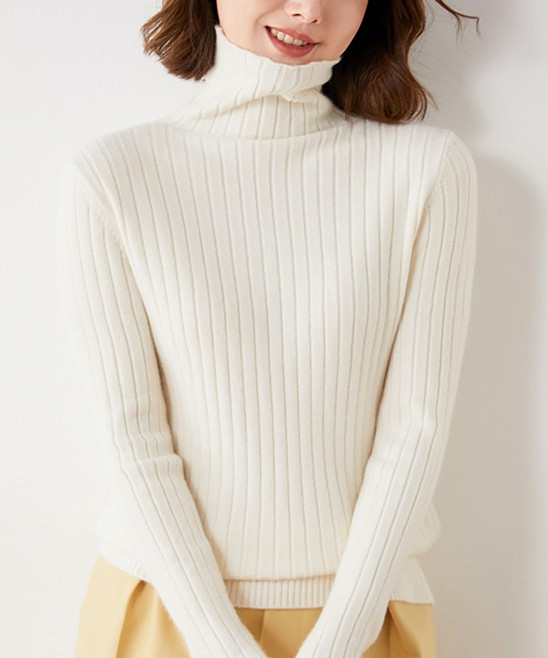 Lavidence Women's Pullover Sweaters White - White Turtleneck Sweater - Women | Zulily