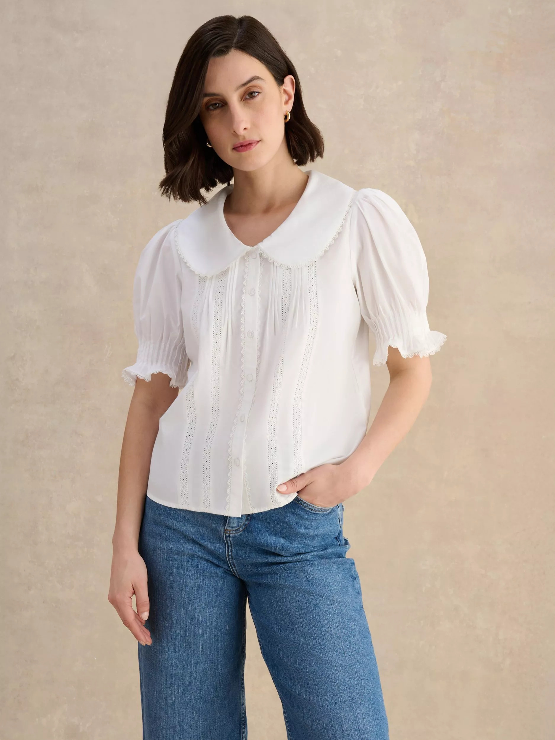Rhiannon Broderie Anglaise Shirt, White | John Lewis (UK)