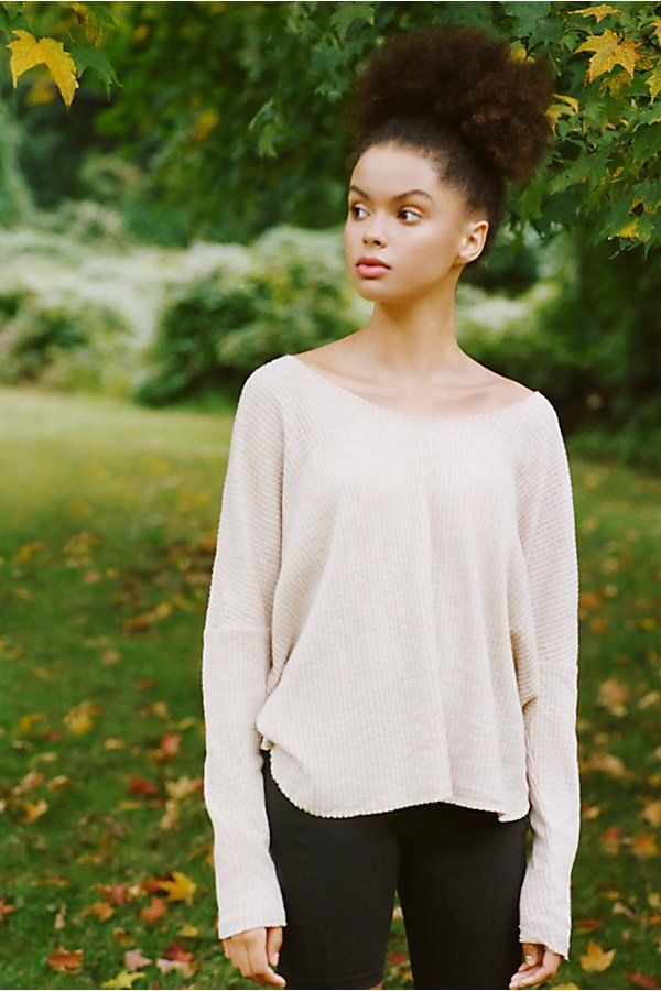 Out From Under Oversized Cozy Thermal V-Neck Top - Beige Xl at Urban Outfitters | Urban Outfitters (US and RoW)