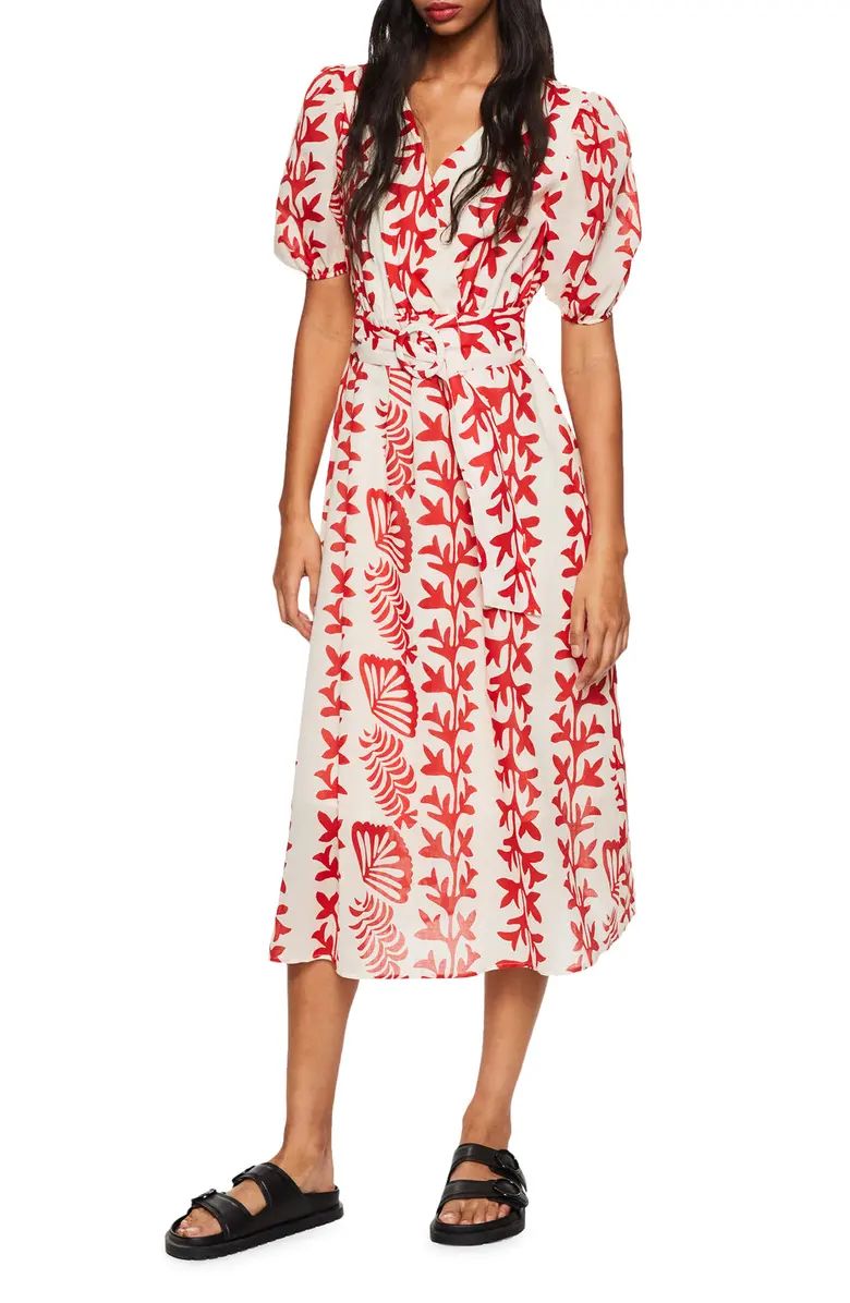 MANGO Puff Sleeve Belted Cotton Dress | Nordstrom | Nordstrom