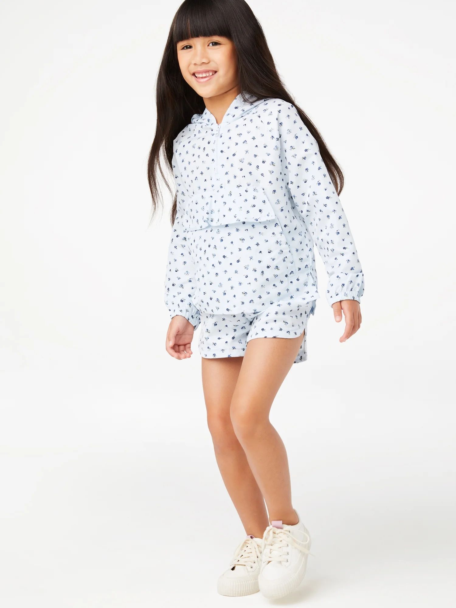 Free Assembly Girls Flutter Pocket Windbreaker & Shorts, 2-Piece Outfit Set, Sizes 4-18 - Walmart... | Walmart (US)