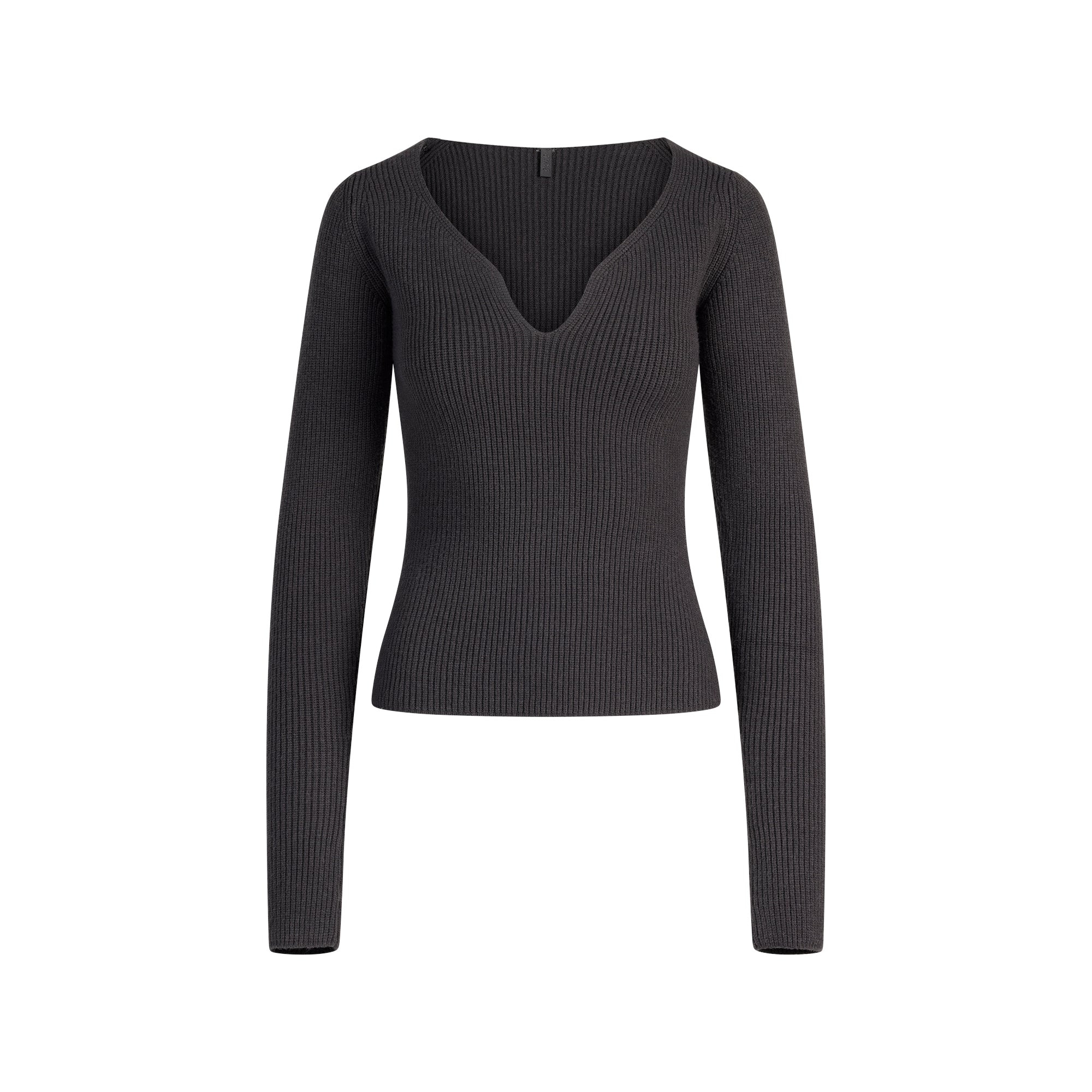 SWEATER KNITS RIBBED LONG SLEEVE TOP | ASH | SKIMS | SKIMS (US)