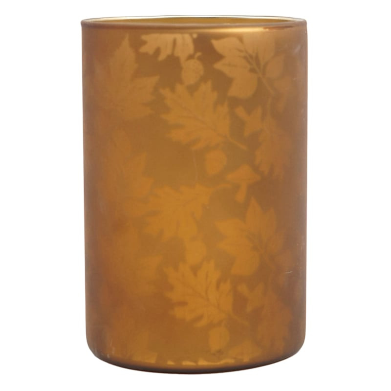 Glass Leaf Print Fall Candle Holder, 6" | At Home