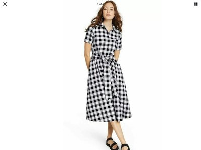 Lisa Marie Fernandez x Target Gingham Button-Front Shirtdress-Size M | eBay US