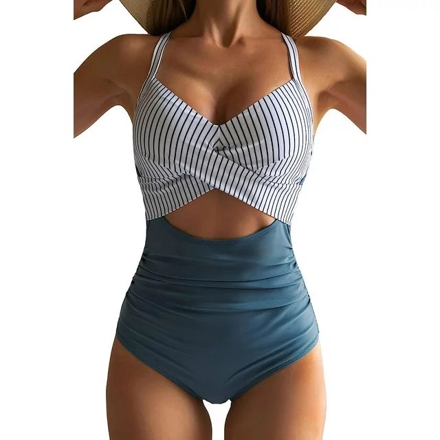 SOMER Women's One Piece Swimsuits Tummy Control Cutout High Waisted Bathing Suit Wrap Tie Back 1 ... | Walmart (US)