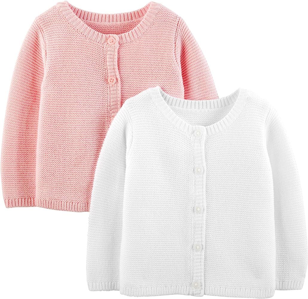Amazon.com: Simple Joys by Carter's Baby Girls' Knit Cardigan Sweaters, Pack of 2, White/Pink, 18... | Amazon (US)