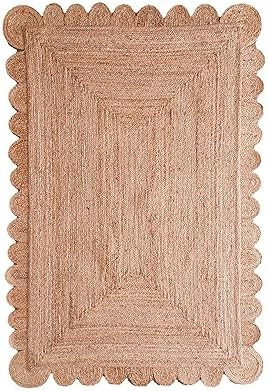 Scallop Pattern Jute Bohemian Area Rug (Natural, 4' x 6') | Amazon (US)