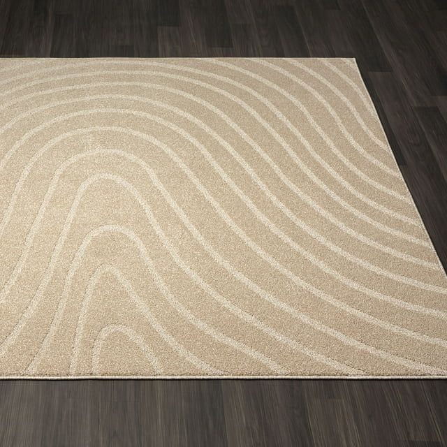Luxe Weavers Modern Geometric Wave Beige 4x6 Area Rug, Stain Resistant Carpet | Walmart (US)