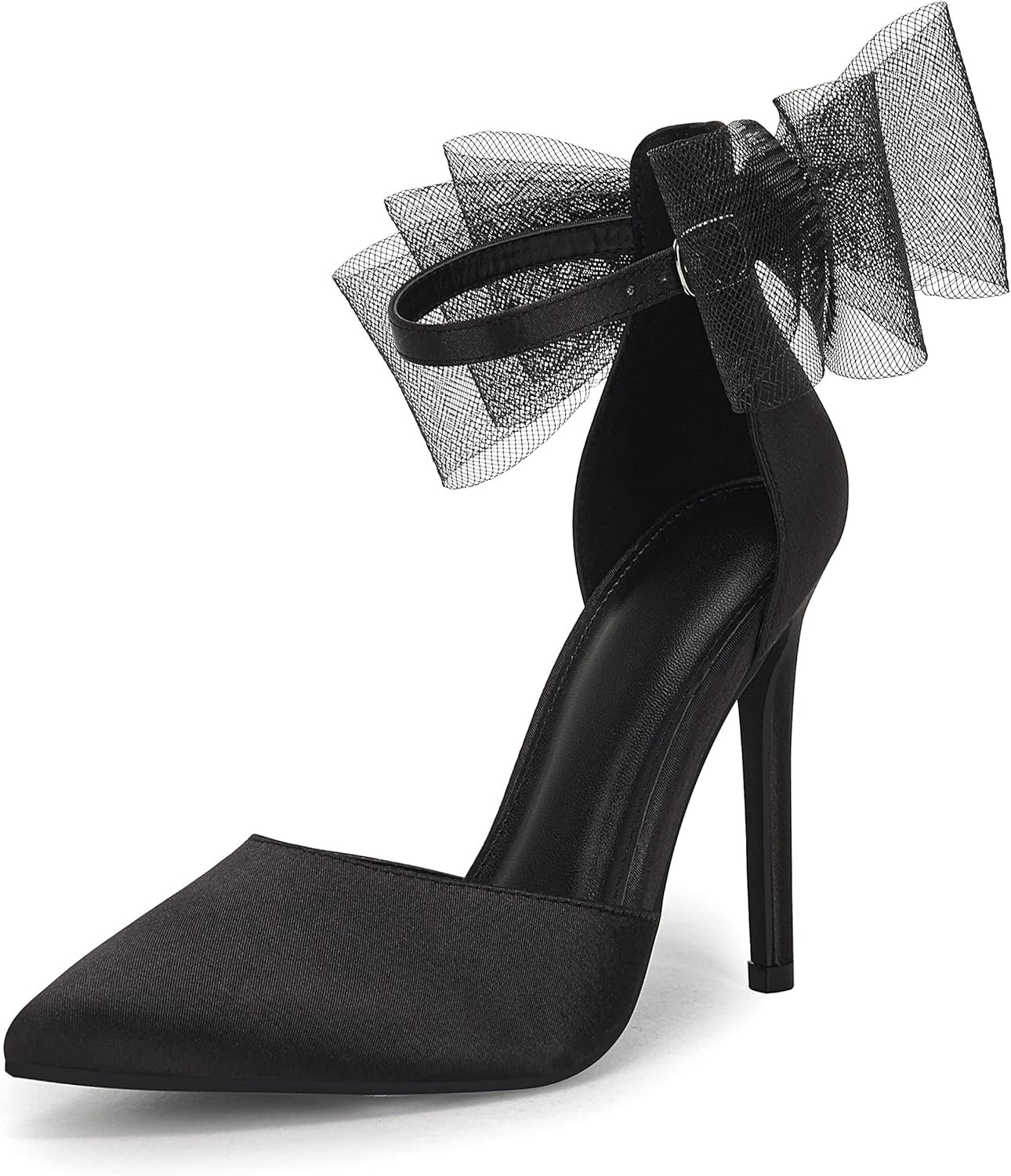 Coutgo Women's Wedding Evening Party Shoes Closed Pointed Toe Comfortable High Heels with Bow Knot A | Amazon (US)