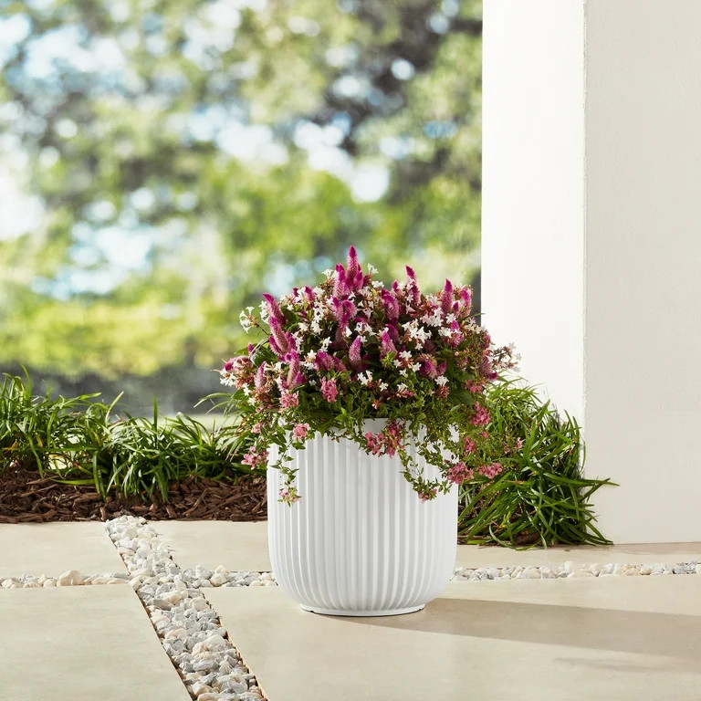 Better Homes & Gardens 16"W x 16"L x 15.8"H Ellan White Resin Plant Pot Planter | Walmart (US)