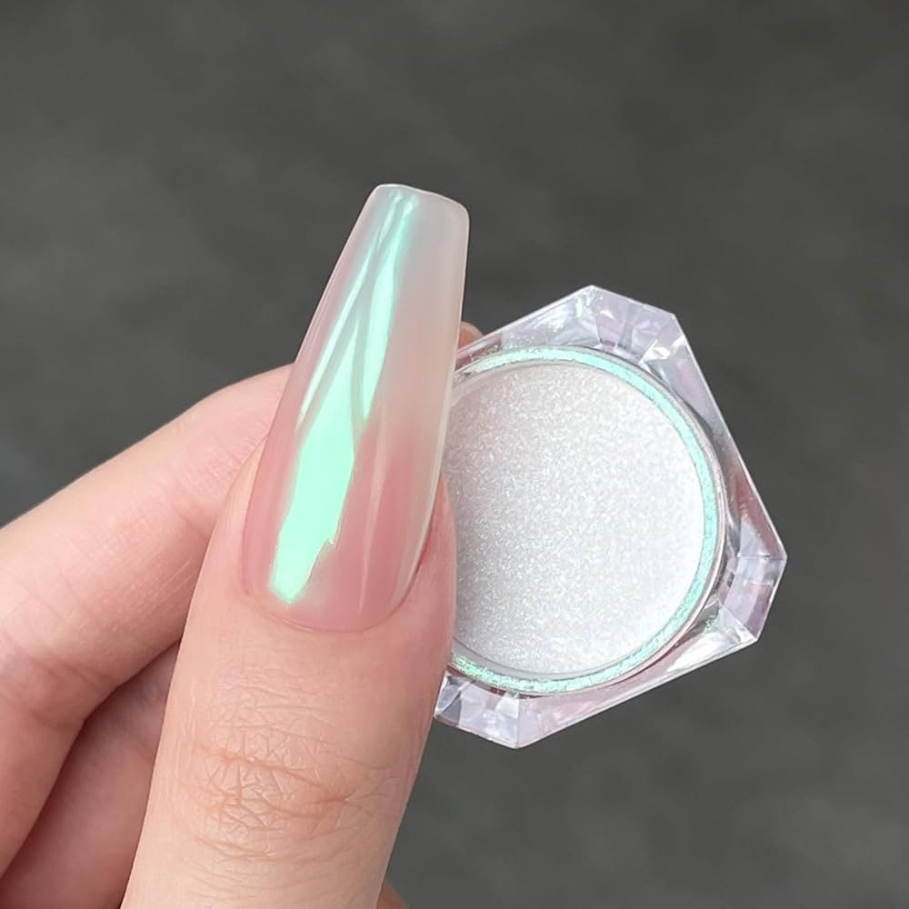 GAOY Chrome Nail Powder, Mirror Effect Pearlescent Shimmer Glitter Pigment Mermaid Aurora Nail Ar... | Amazon (US)