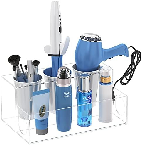 HIIMIEI Hair Tools Organizer Clear Acrylic Hair Dryer Holder Countertop Blow Dryer Stand Storage for | Amazon (US)