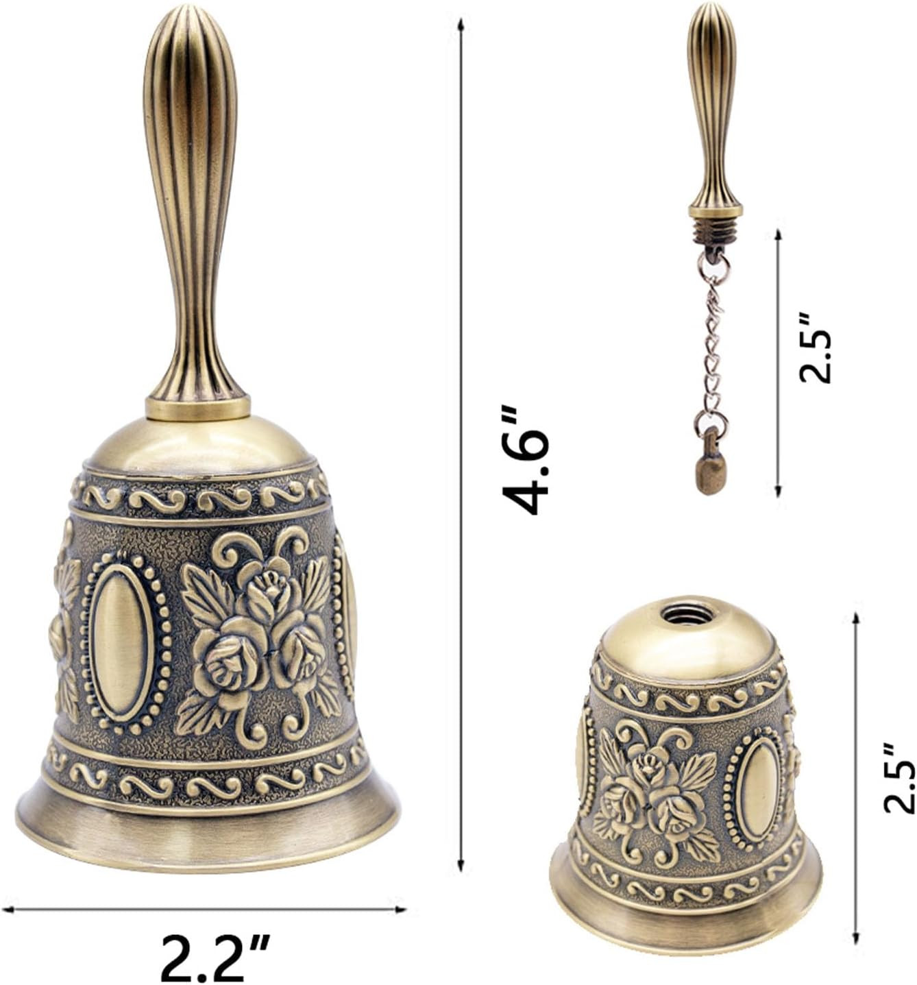 DomeStar Vintage Brass Hand Bell – Loud Call Bell for Bedside, Dinner, Wedding, Christmas & Hol... | Amazon (US)