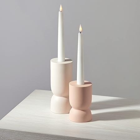 LampLust Taper Candle Holder Candlestick Holders, Set of 2 Candle Holders, 4 and 6 Inch Tall, Neu... | Amazon (US)