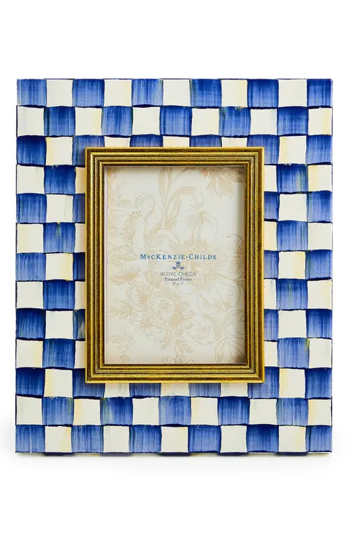 MACKENZIE CHILDS Royal Check Enameled Steel 5 x 7-Inch Picture Frame in Blue/White at Nordstrom | Nordstrom