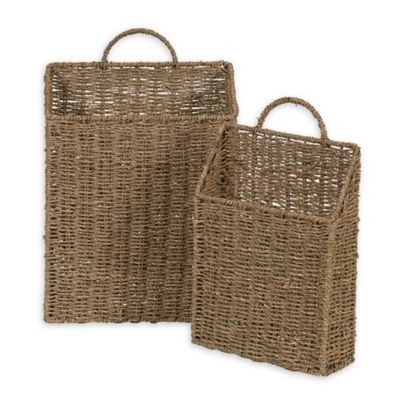 Household Essentials® Rectangular Wicker Wall Baskets (Set of 2) | Bed Bath & Beyond