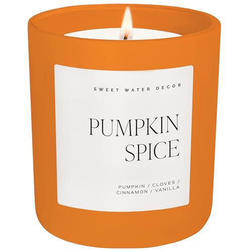 Sweet Water Decor Pumpkin Spice Candle - Fall Candles with Pumpkin, Clover, Cinnamon & Vanilla Scent for Home - Pumpkin Candle with 70 Hours Burn Time - 15Oz Orange Jar Pumpkin Spice Soy Candles | Amazon (US)