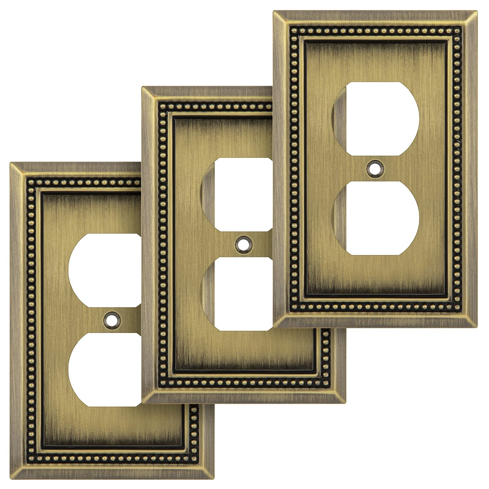 Henne Bery Sunken Pearls Heavy Duty Decorative Wall Plate Switch Plate Outlet Cover (Single Duplex, 3 Pack, Antique Brass) - Amazon.com | Amazon (US)
