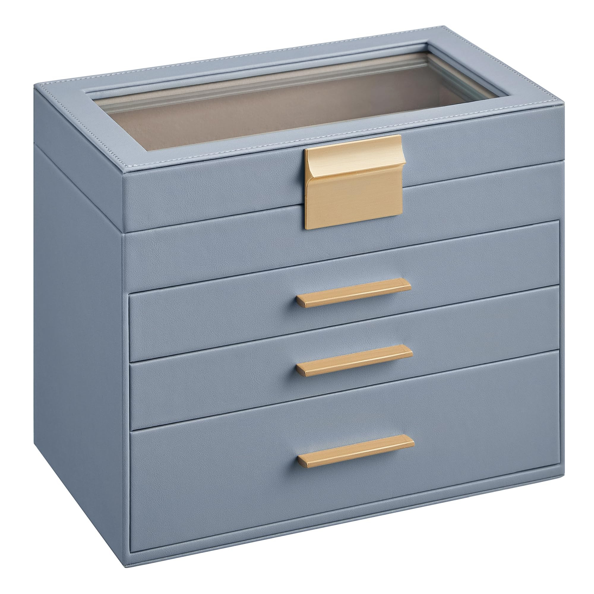 SONGMICS Jewelry Box Organizer with Glass Lid, 4-Layer Jewelry Storage, with 3 Drawers, Modern St... | Amazon (US)