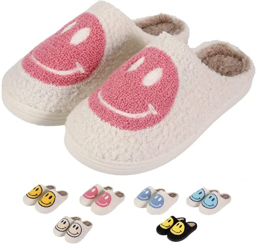 LEZIRTOI Retro Fuzzy Face Slippers for Women men， Womens Girls Cute Yellow the Lable Face House... | Amazon (US)