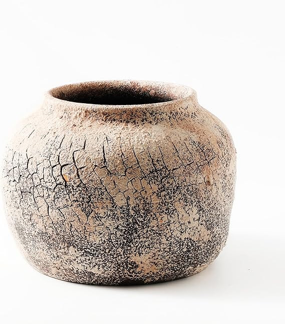 ALMA Artisanal Crackle Textured Ceramic Vase Pot|Unique Flower Vase for Rustic Farmhouse Home Dec... | Amazon (US)