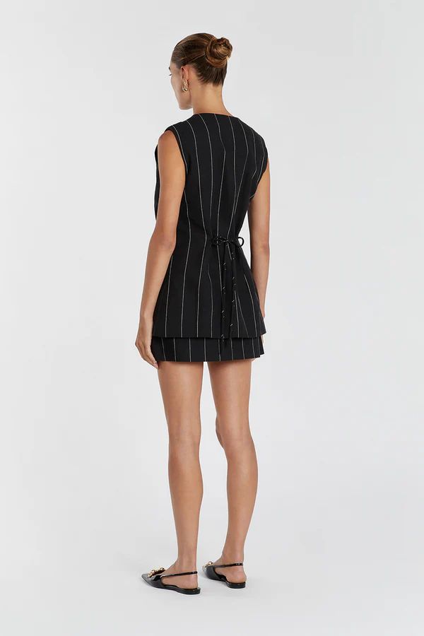 CARA BLACK PINSTRIPE VEST | DISSH