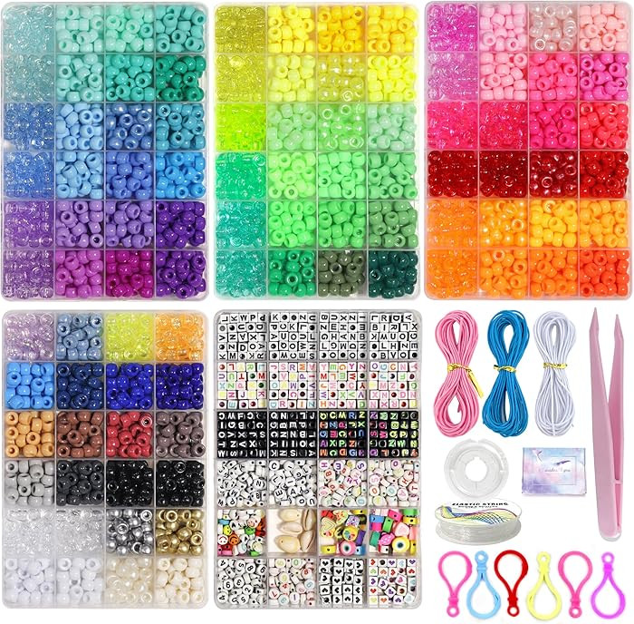 LIS HEGENSA Pony Beads Bulk,Kandi Beads for Necklace Jewelry Making Hair Braiding,Bracelets Makin... | Amazon (US)