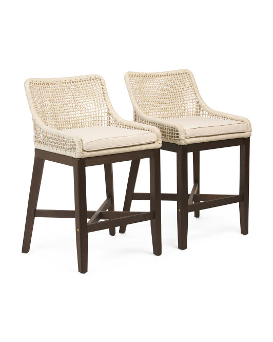 2pc Indoor And Outdoor Grid Weave Rope Counter Stools | TJ Maxx