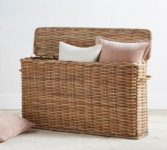 Aubrey Woven Oversized Basket With Lid - Natural | Pottery Barn (US)