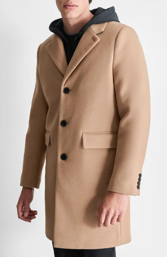 DKNY Water Resistant Felted Coat with Hooded Bib | Nordstromrack | Nordstrom Rack