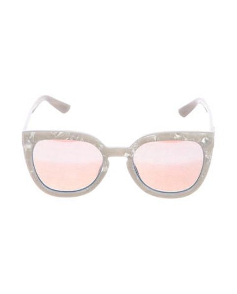 Quay Mirrored Cat-Eye Sunglasses White | The RealReal