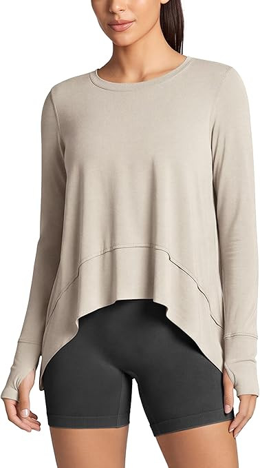 ODODOS Women's Modal Soft Long Sleeve Tee with Thumb Hole Athletic Gym Workout Tops Yoga Shirts | Amazon (US)