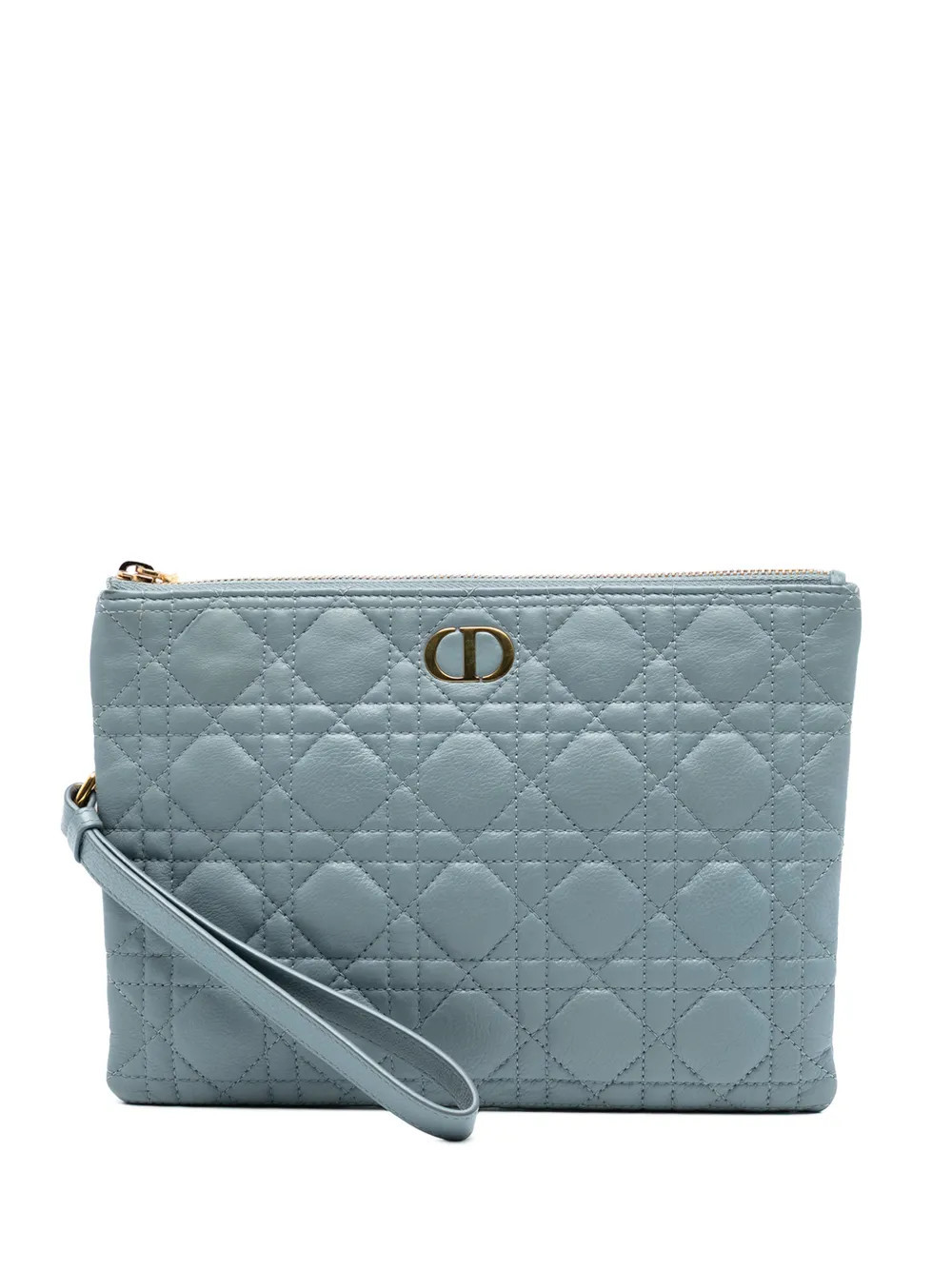 Christian Dior Pre-Owned 2023 Medium Calfskin Cannage Caro Daily Pouch clutch bag - Blue | Farfetch Global