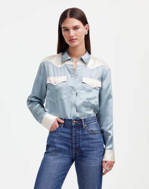 Alexa Chung for Madewell Satin Western Shirt | Madewell
