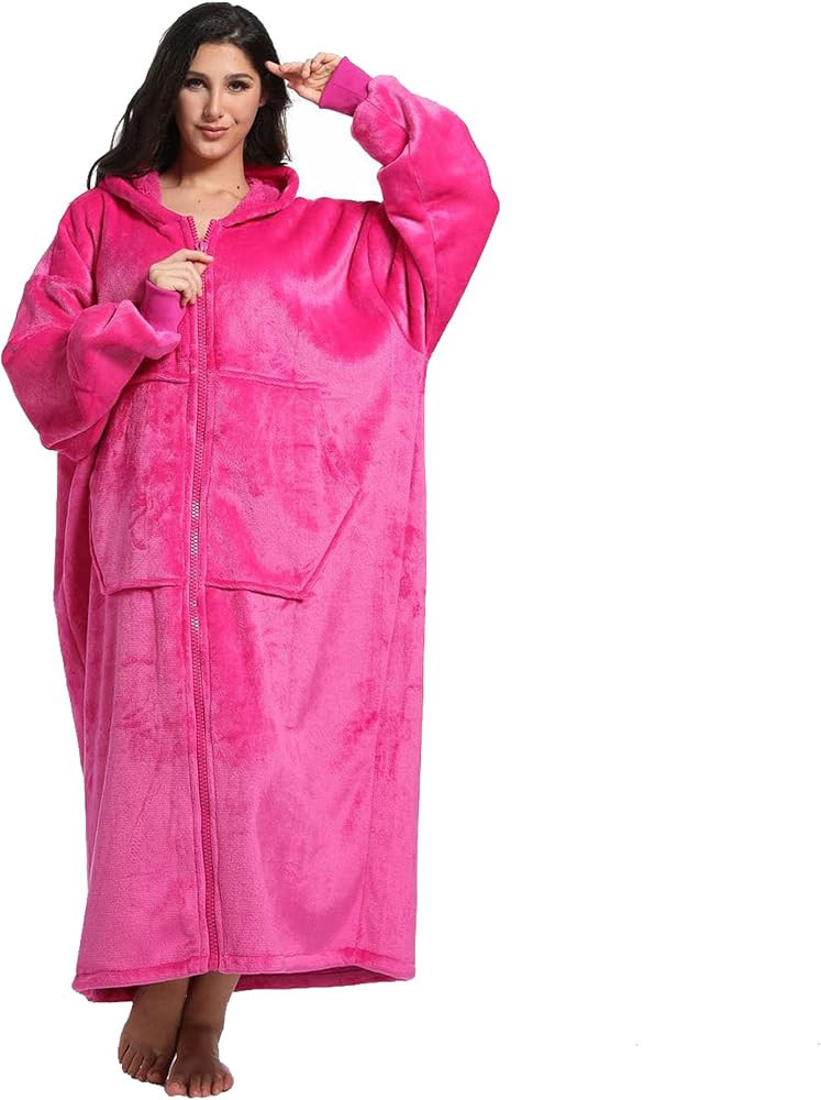 FUSSEDA Oversized Wearable Blanket Sweatshirt, Thick Warm Fleece Cozy Sherpa Hooded with Pockets ... | Amazon (US)