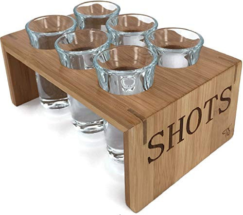 Trendy Bartender Premium 1 Oz Crystal Clear Shot Glass Set (6 Glasses) with Bamboo Holder – Professional Glassware and Stand for – Ideal for Pro or Amateur Mixologists | Amazon (US)