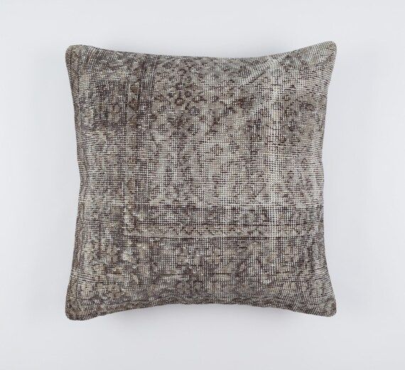 silver rug pillow lumbar cover 26x26 turkish pillow case moroccan pillow 65x65 carpet pillow cove... | Etsy (US)