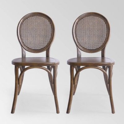 Set of 2 Chrystie Rattan Dining Chair Brown - Christopher Knight Home | Target