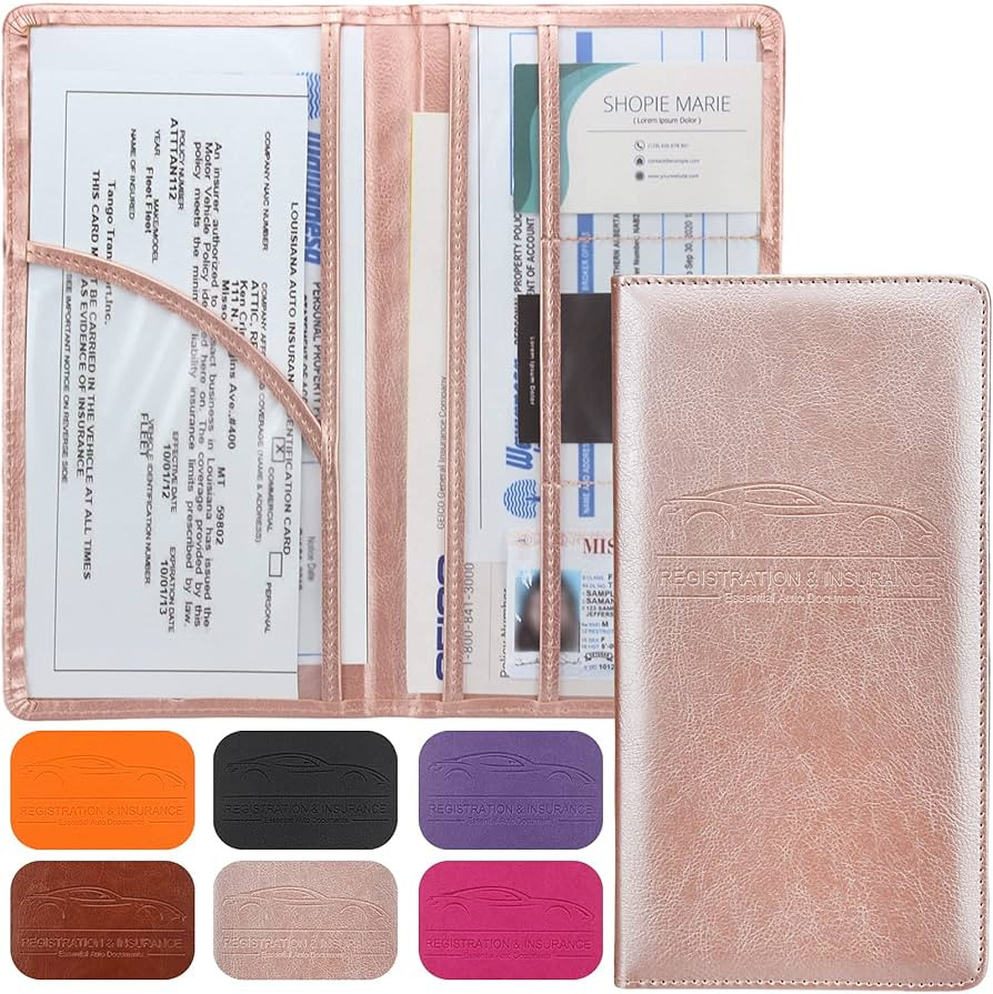 Premium Leather Car Registration & Insurance Card Holder with Magnetic Shut, Vehicle Glove Box Ca... | Amazon (US)
