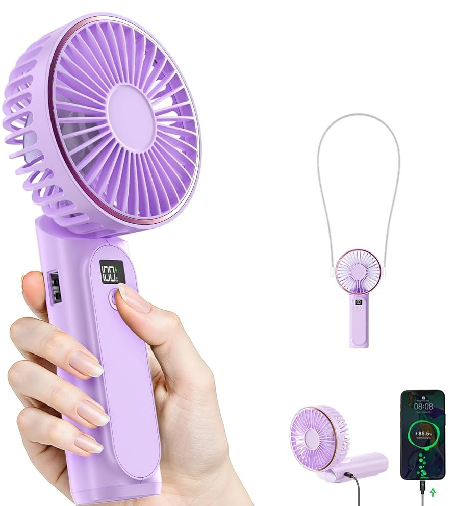 Portable Handheld Fan, 4000mAh, 180 Adjustable, 6 Speed Wind, USB Rechargeable Foldable Fan with ... | Amazon (US)