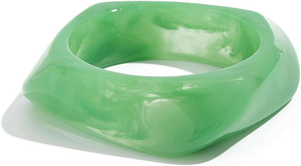 Chunky Acrylic Transparent Candy Color Geometric Round Square Cuff Bangle Bracelet Set for Women ... | Amazon (US)