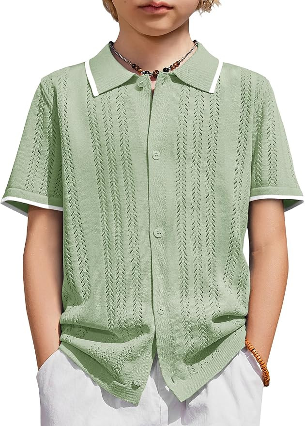 Arshiner Boys Button Down Shirt Short Sleeve Knit Shirt for 3-14 Years | Amazon (US)