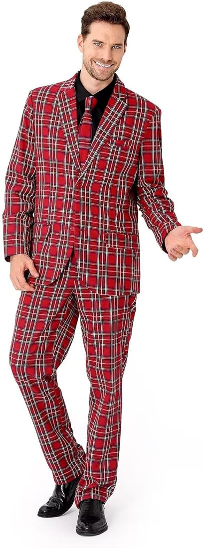 Men's 3-Piece Halloween & Christmas Suit, Two Button Jacket & Pants & Tie | Amazon (US)