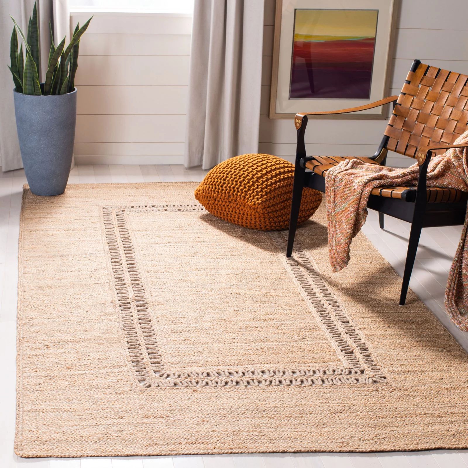 SAFAVIEH Natural Fiber Ladonna Geometric Jute Area Rug, Beige, 5' x 8' | Walmart (US)