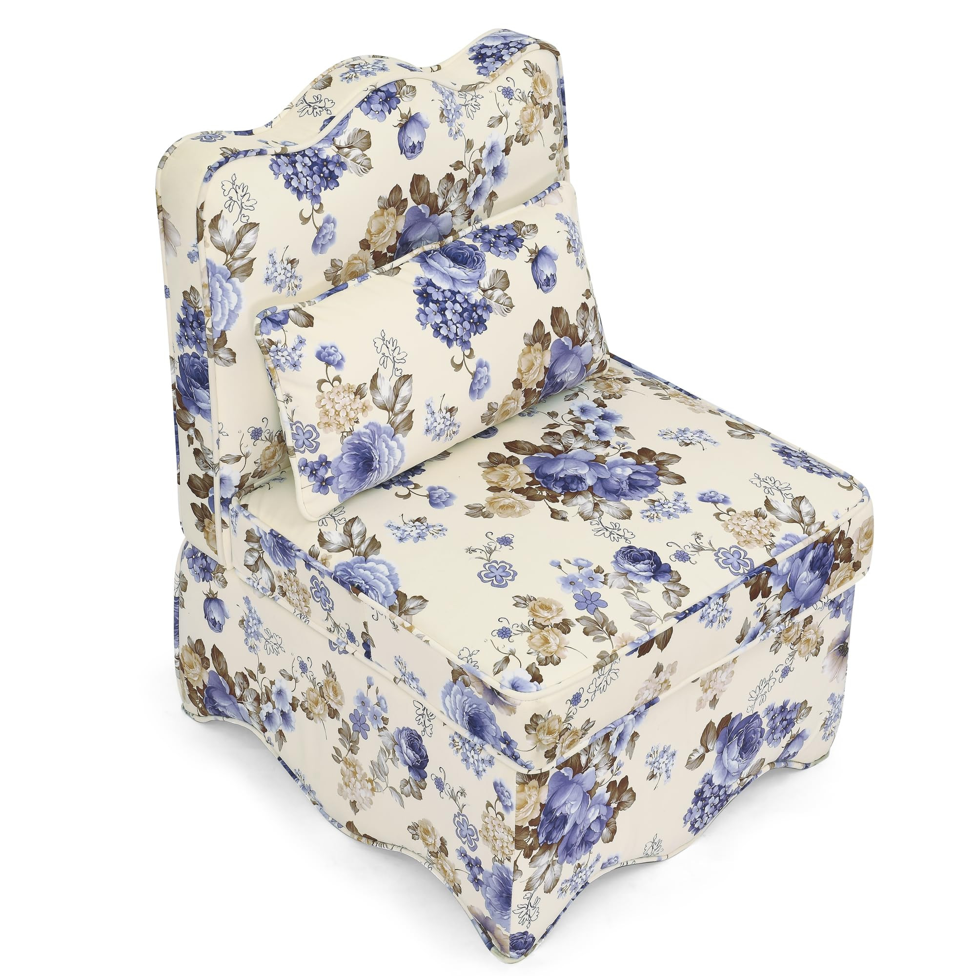 Ball & Cast Flannel Upholstered Armless Dining Chair, Classic American Style Flower Design Fabric... | Amazon (US)