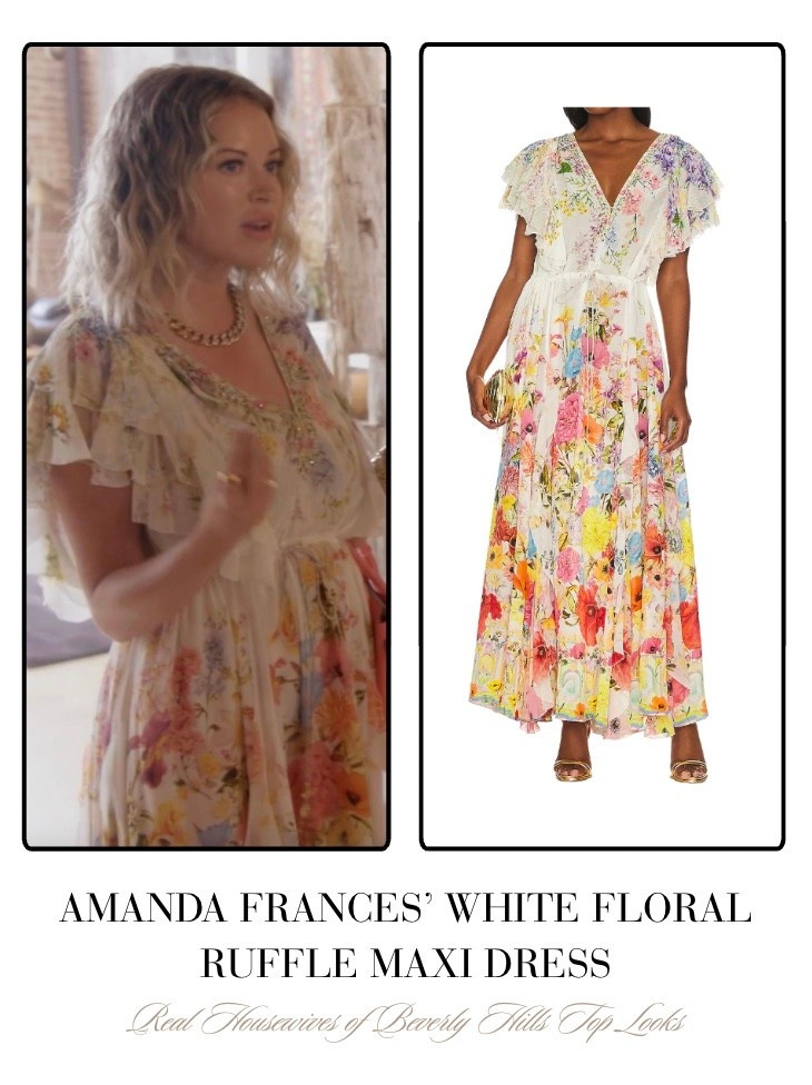 Amanda Frances’ White Floral Ruffle Maxi Dresss