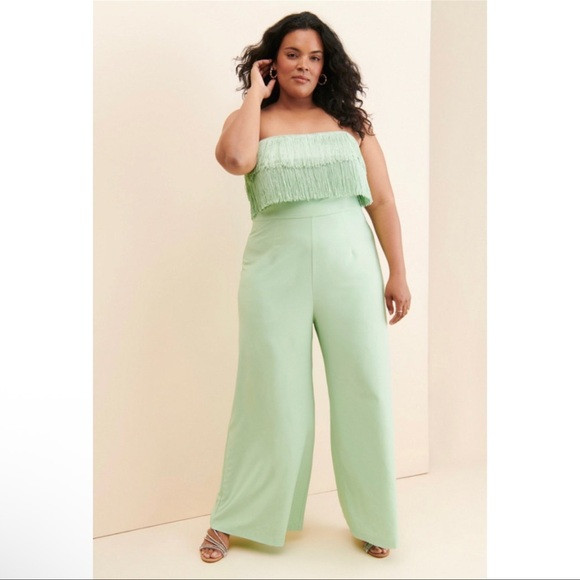 Anthropologie x Hutch Green Strapless
Fringe Jumpsuit | Poshmark