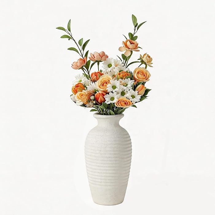 Ceramic Farmhouse Vase, 14.4 Inch Large Handmade Rustic Flower Vase, Waterproof Tall Vase for Pam... | Amazon (US)