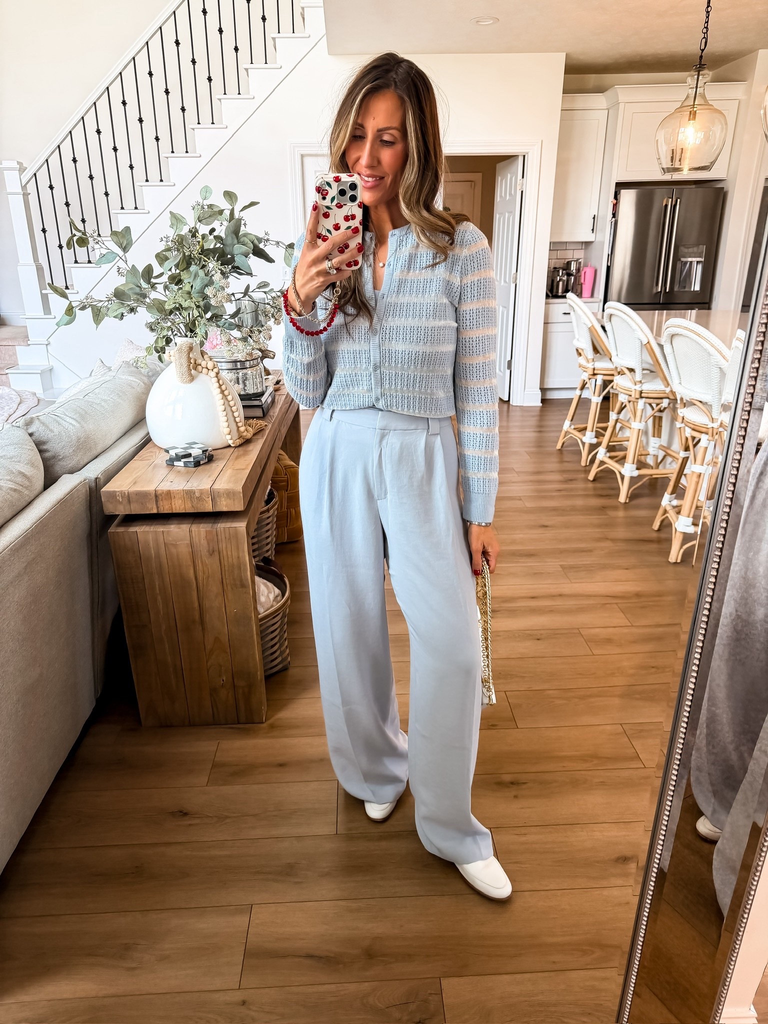 Loving the light blue🩵a cozy knitted sweater paired with tailored trousers for the perfect mix of comfortable and elevated. Works for everyday or workwear.

Wearing size 8 long pants and a small cardigan 

Themominstyle, blue outfit ideas, spring workwear outfit, casual office outfit, monochrome outfit, elevated basics, trousers outfit 


#LTKSeasonal #LTKWorkwear #LTKootd